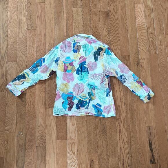 The Cats Pajamas Women's Tropical Collared Lightweight Top - Picture 2 of 4